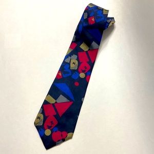 J.T. Beckett Men's Necktie Geometric Multicolor 100% Silk Made in Italy